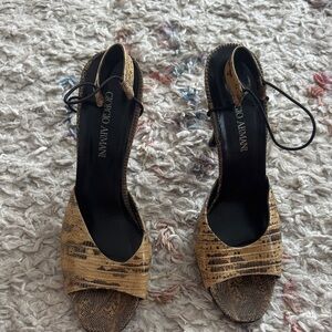 Giorgio Armani Black and Beige Heels